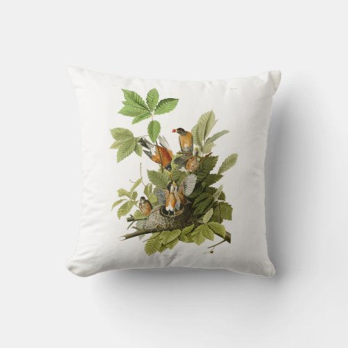 American Robin John James Audubon Birds of America Throw Pillow