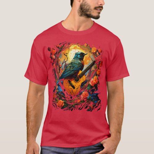 American Robin Playing Guitar T_Shirt