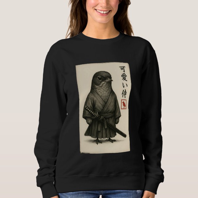 American Robin Samurai Ink Art Sumi-e Style Novelt Sweatshirt (Front)