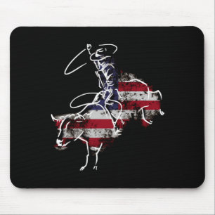 American rodeo bull riding retro grunge usa mouse pad