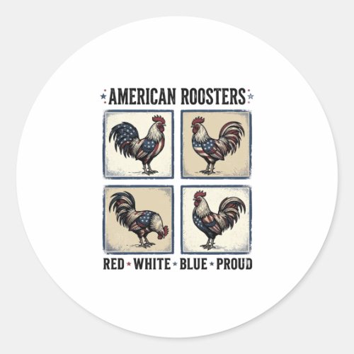 American Roosters Vintage Patriotic Shirt Design_1 Classic Round Sticker