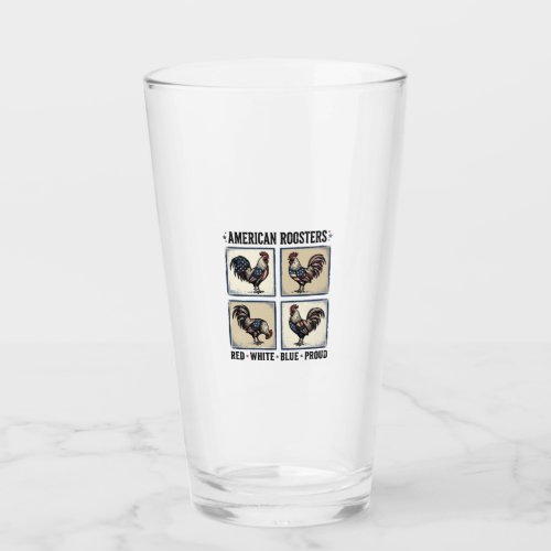 American Roosters Vintage Patriotic Shirt Design_1 Glass