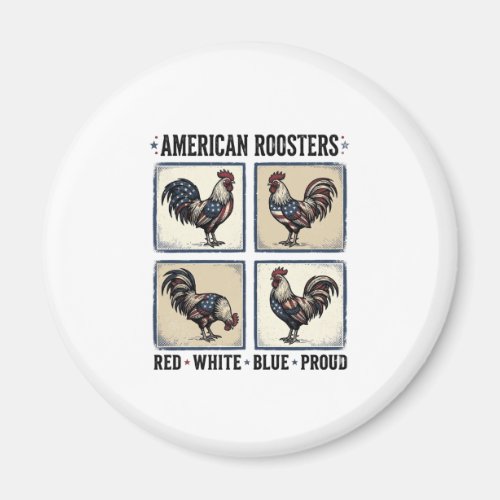 American Roosters Vintage Patriotic Shirt Design_1 Magnet