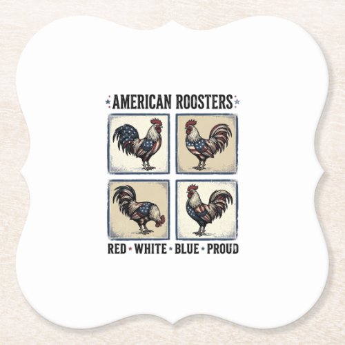 American Roosters Vintage Patriotic Shirt Design_1 Paper Coaster