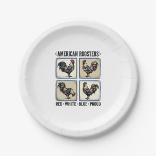 American Roosters Vintage Patriotic Shirt Design_1 Paper Plates