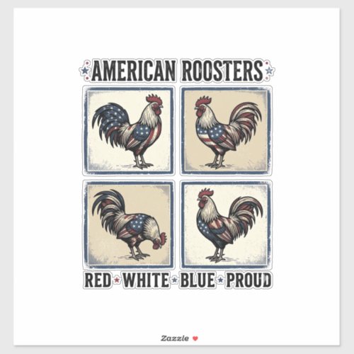 American Roosters Vintage Patriotic Shirt Design_1 Sticker