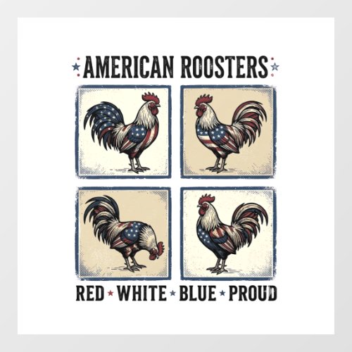 American Roosters Vintage Patriotic Shirt Design_1 Window Cling