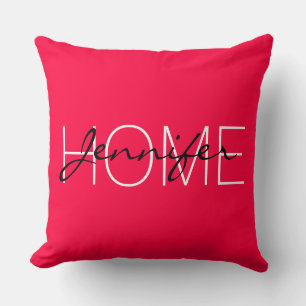 American rose color home monogram throw pillow
