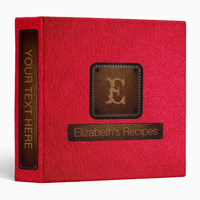 American rose Leather Elegant Monogram Binder (Front/Spine)