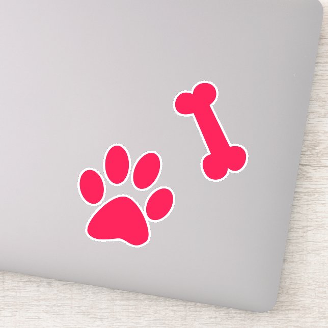 American Rose Paw Print and Bone Sticker (Detail)