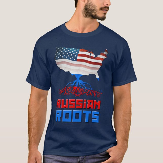 American Russian Roots Men's T-shirt (Front)