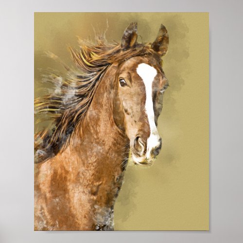 American Saddlebred Horse Watercolor Decoupage Poster