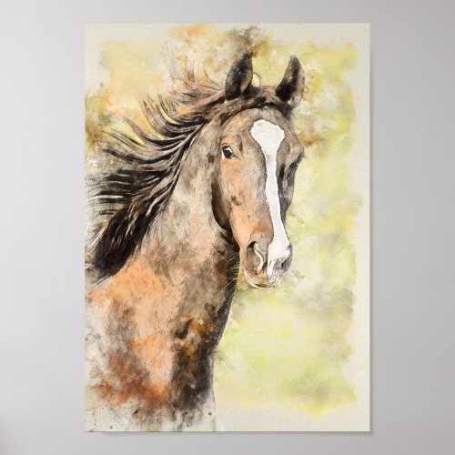 American Saddlebred Horse Watercolor Decoupage Poster