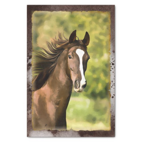 American Saddlebred Horse Watercolor Decoupage Tissue Paper