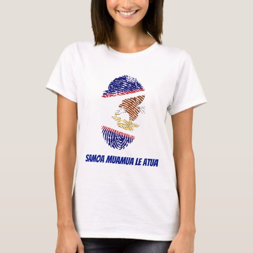 American Samoa Flag Fingerprint T_Shirt