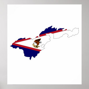 American Samoa Flag Map full size Poster