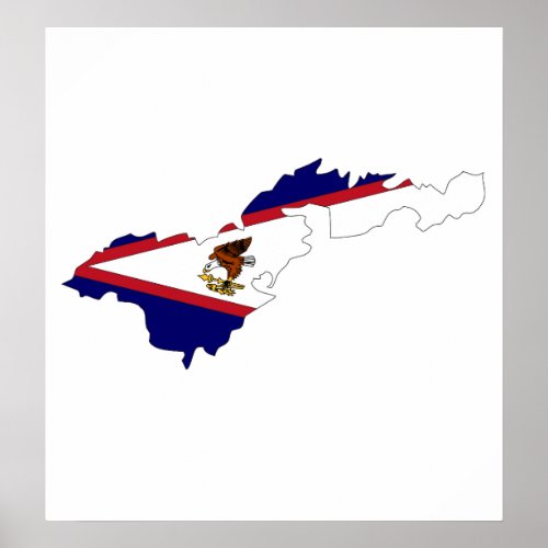 American Samoa Flag Map full size Poster