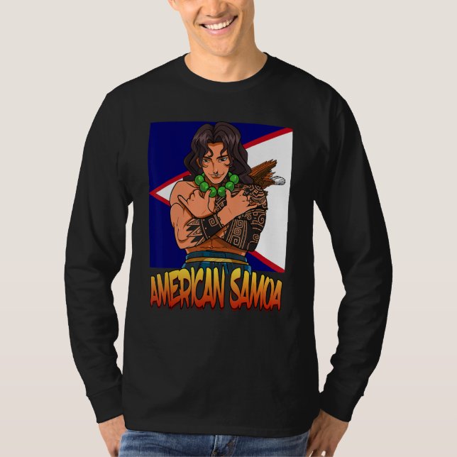 American Samoa Flag Polynesian Shaka Samoan Family T-Shirt (Front)