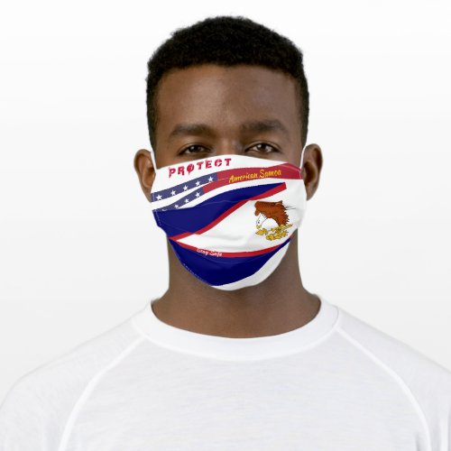 American Samoa Flag w Stars Stripes on White Adult Cloth Face Mask