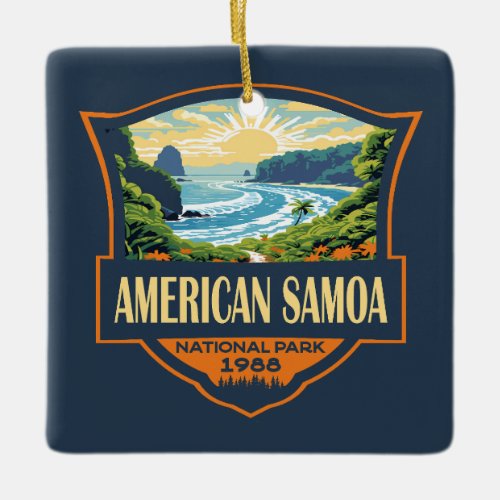 American Samoa National Park Illustration Retro Ceramic Ornament