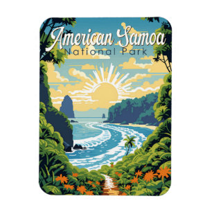 American Samoa National Park Illustration Retro Magnet