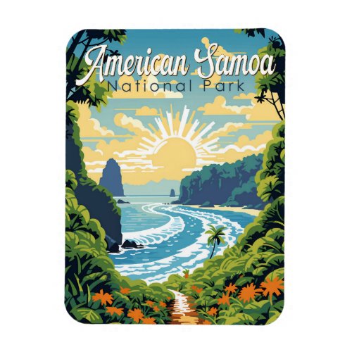 American Samoa National Park Illustration Retro Magnet