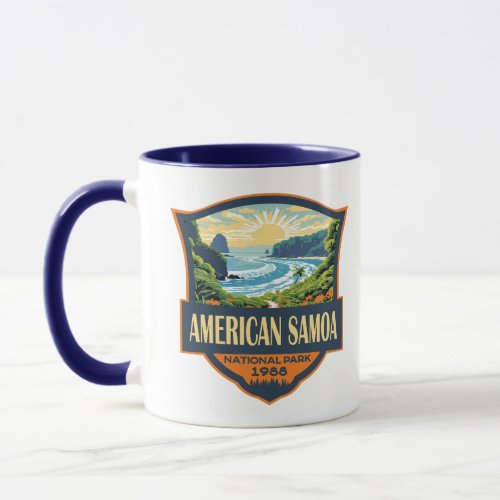 American Samoa National Park Illustration Retro Mug