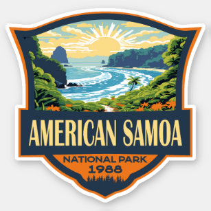 American Samoa National Park Illustration Retro Sticker