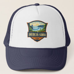 American Samoa National Park Illustration Retro Trucker Hat