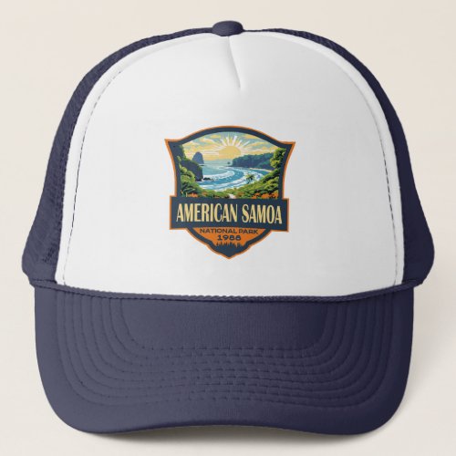 American Samoa National Park Illustration Retro Trucker Hat