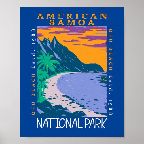 American Samoa National Park Ofu Beach Distressed  Poster