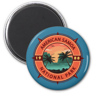 American Samoa National Park Retro Compass Emblem Magnet
