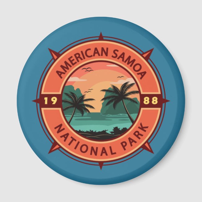 American Samoa National Park Retro Compass Emblem Magnet