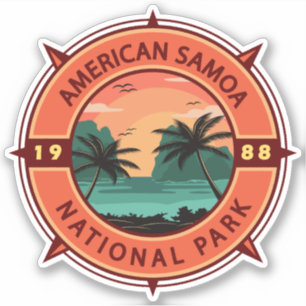 American Samoa National Park Retro Compass Emblem Sticker