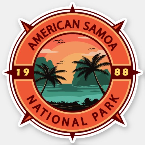 American Samoa National Park Retro Compass Emblem Sticker