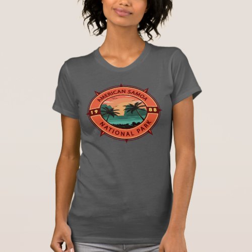 American Samoa National Park Retro Compass Emblem T_Shirt