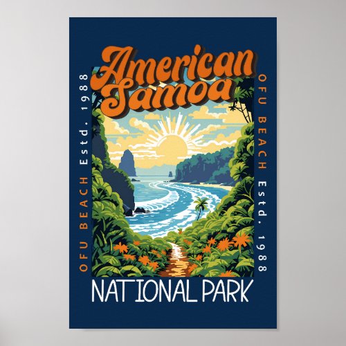 American Samoa National Park Retro Distressed Poster