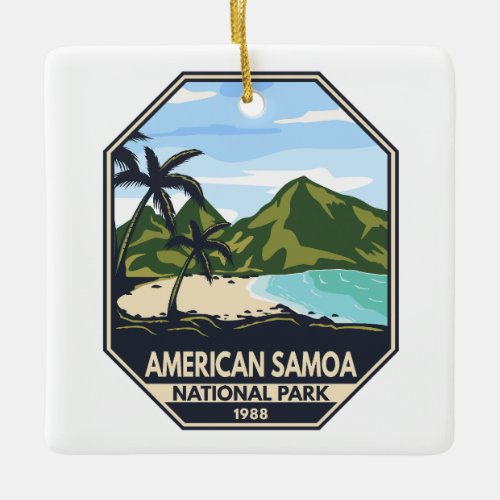 American Samoa National Park Retro Emblem Ceramic Ornament