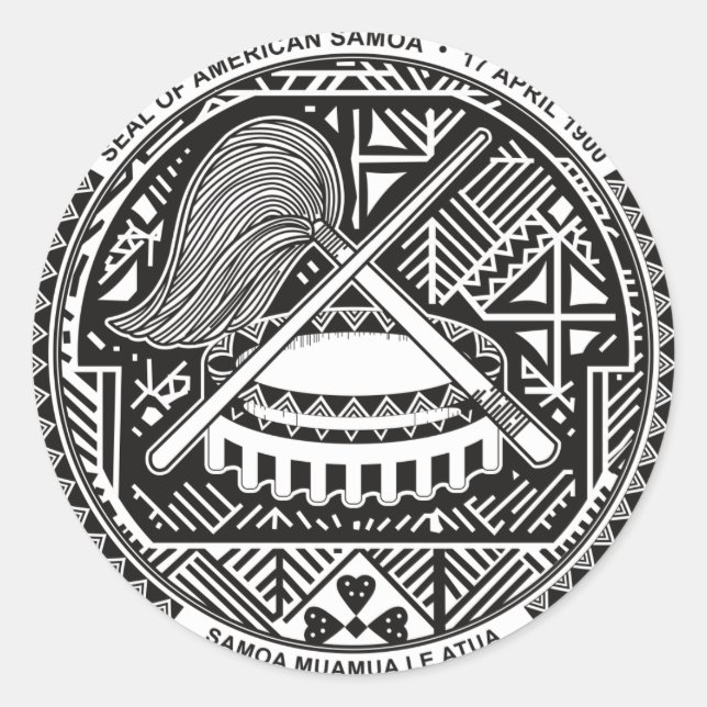 American Samoa Official Coat Of Arms Heraldry Symb Classic Round Sticker (Front)