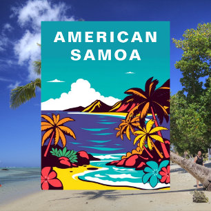 American Samoa Retro USA Vintage Travel Postcard