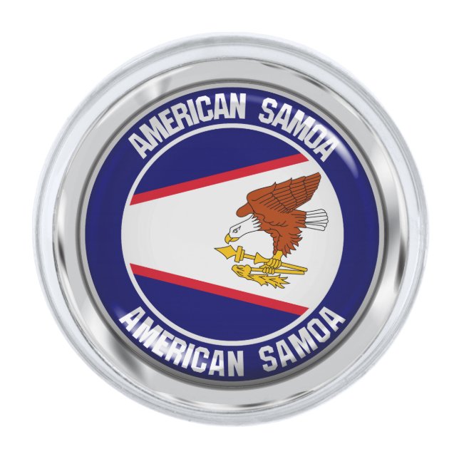American Samoa Round Emblem Silver Finish Lapel Pin (Front)