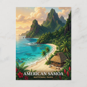 American Samoa Travel National Park Tropical Beach Postcard