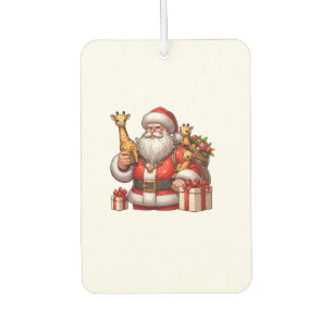 American Santa Claus Holding Giraffe Present Xmas Air Freshener