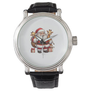 American Santa Claus Holding Giraffe Present Xmas Watch