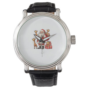 American Santa Claus Holding Giraffe Present Xmas Watch