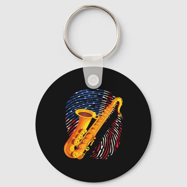 American Saxophone Player Saxophonist Jazz Band Me Keychain (Front)