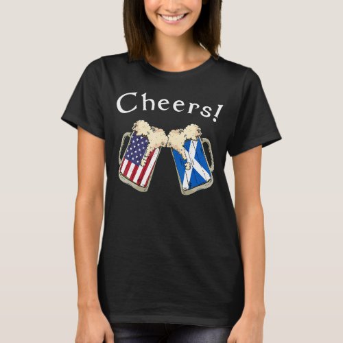 American Scottish Patriot US Flag Beer Drinks Scot T_Shirt