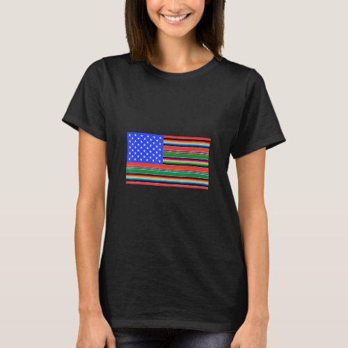 American Serape Blanket Striped Flag For Hispanic  T_Shirt