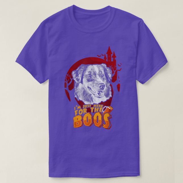 American Shepherd Here For The Boos Funny Hallowee T-Shirt (Design Front)