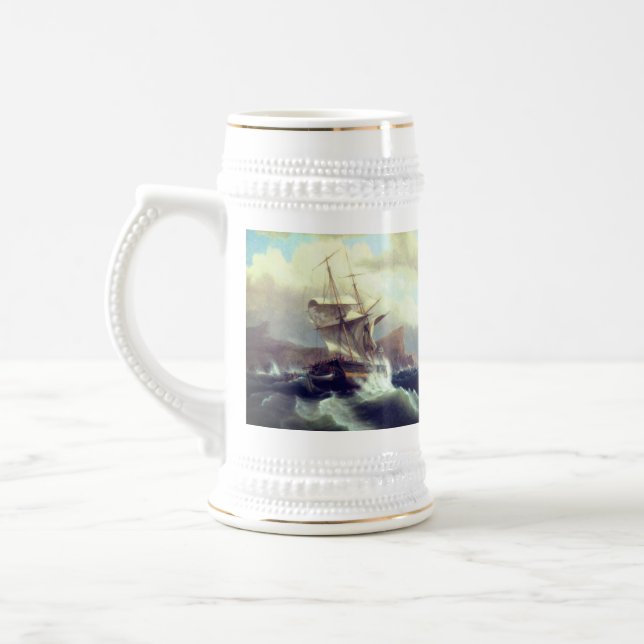American Ship in Distress 1841 Beer Stein (Left)